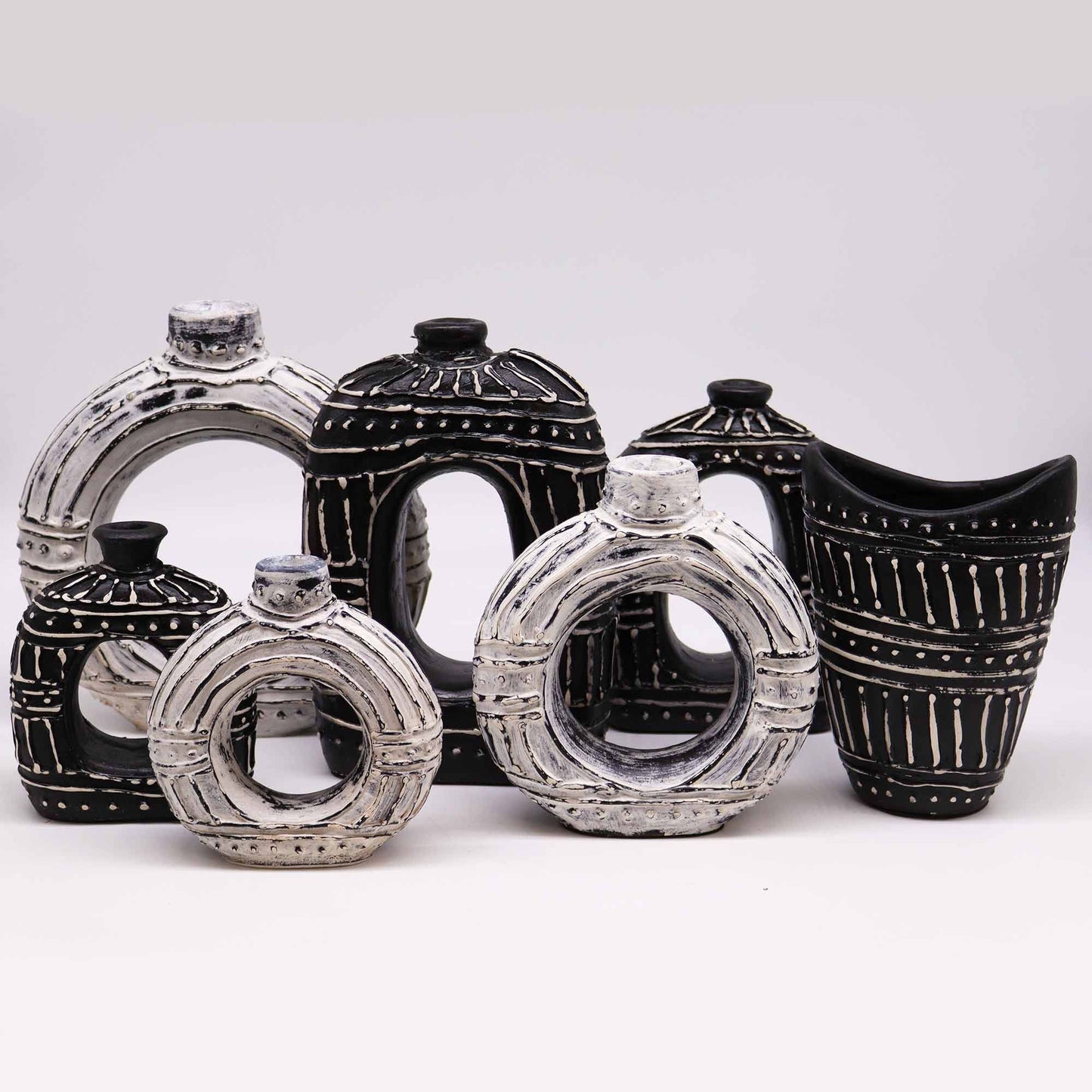 Runder Donutförmiger Vase Creme 30cm