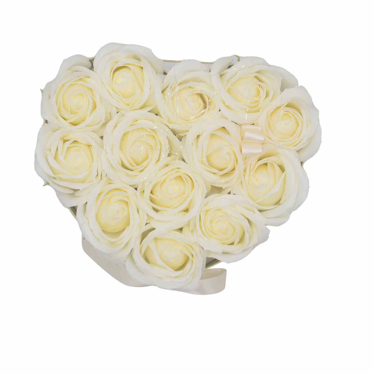 Seifenblumen Geschenkstrauß 13 Cremige Rosen Herz