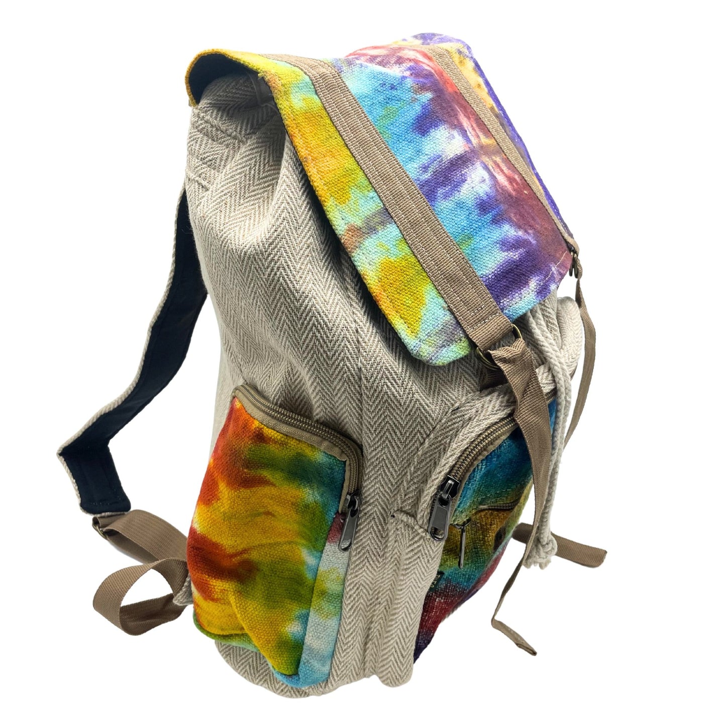 Buntes Hanf Großes Quadrat Rucksack aus Kathmandu