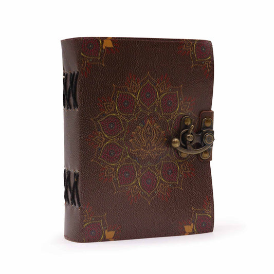 Leder Lotus Mandala Notizbuch Mit Deckle-edge 7x5 Zoll