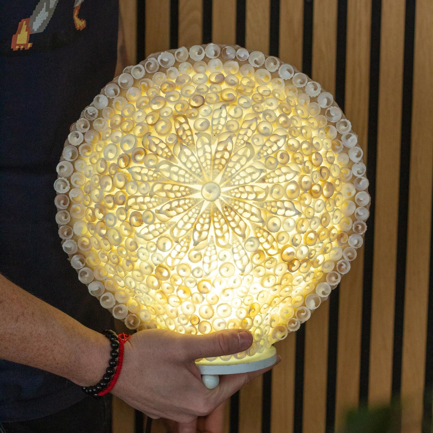 Boho Muschel Lampe - Cut Art Muschel Groß Rund - 30cm