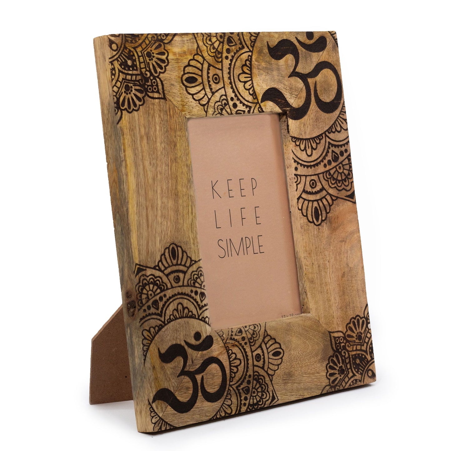 Mediem Mango Holz Bilderrahmen 10x15cm 26x20x2cm Mandala Schwarz