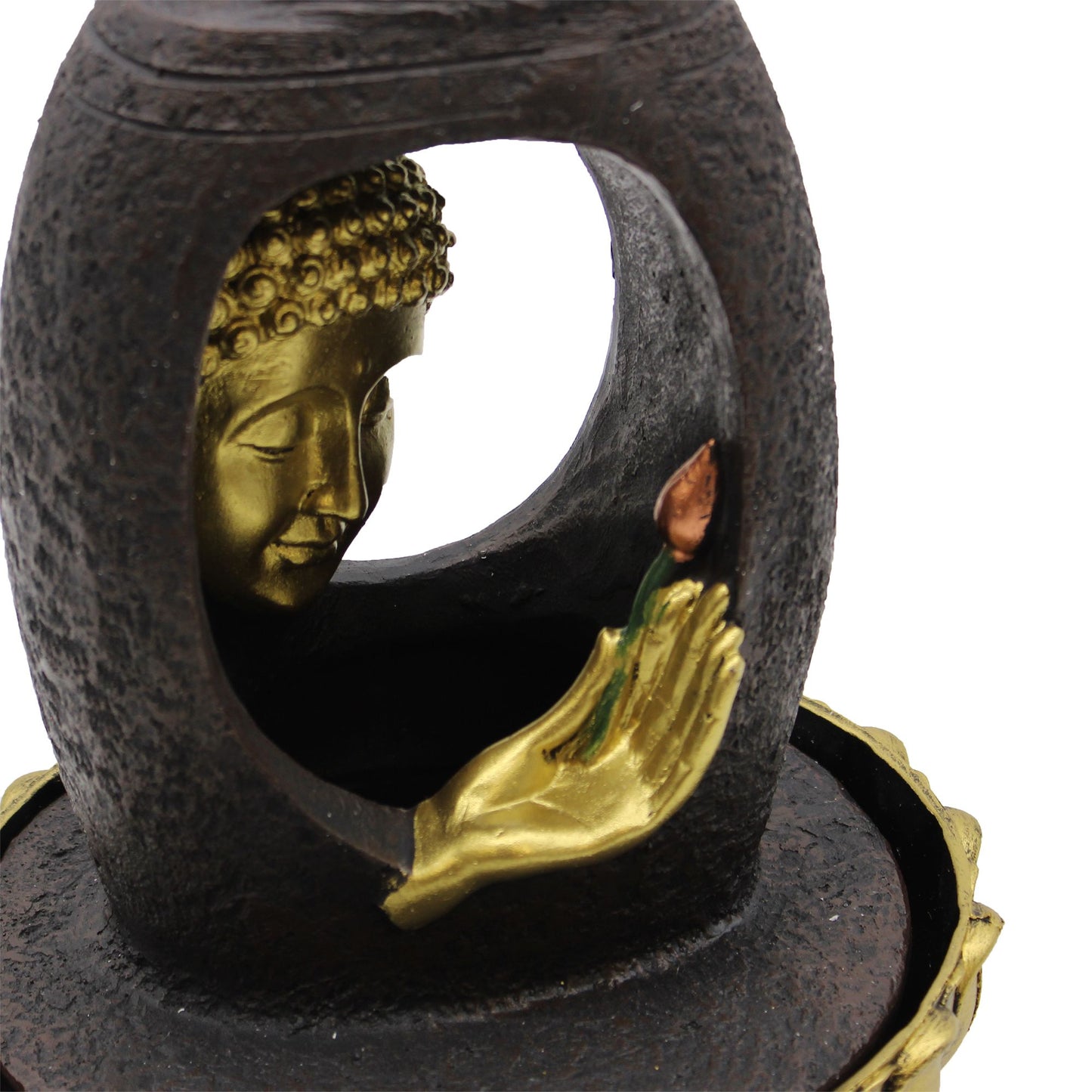 Tisch Wasserfontäne 30cm Goldener Buddha Mit Vitarka Mudra