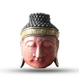Buddha Kopf Home Dekoration - 25cm - Rote Glanz Oberfläche