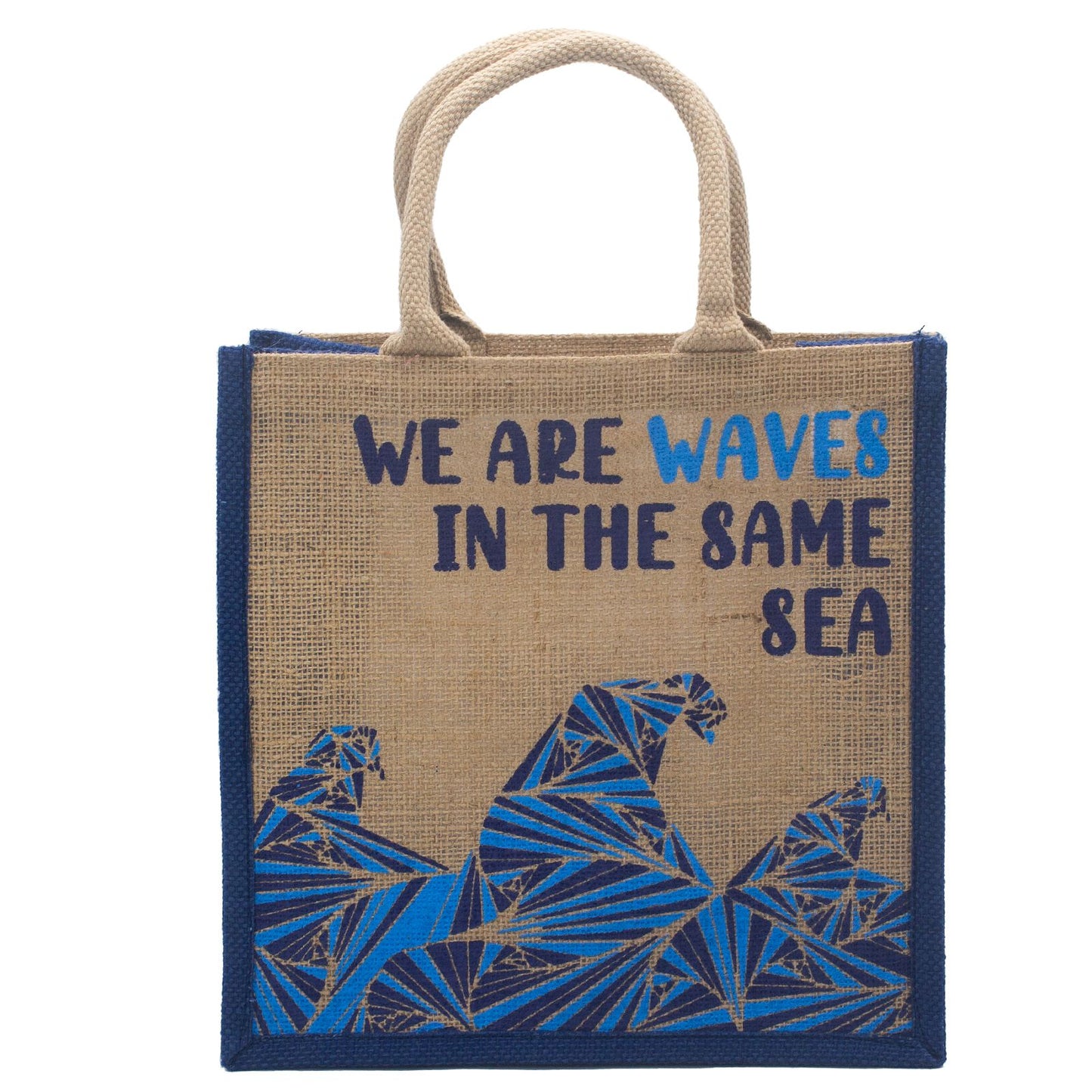 Bedruckte Jute Tasche - Wir Sind Wellen - Natur