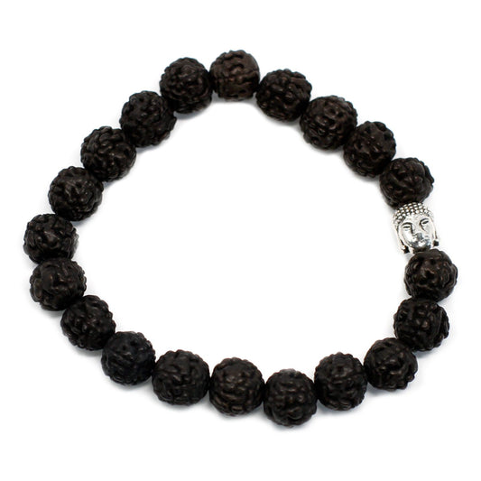 Rudraksha Buddha Armband Mala Dunkel