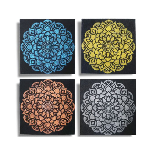 Set Mit 4 Mandala Brokat Details 30x30cm