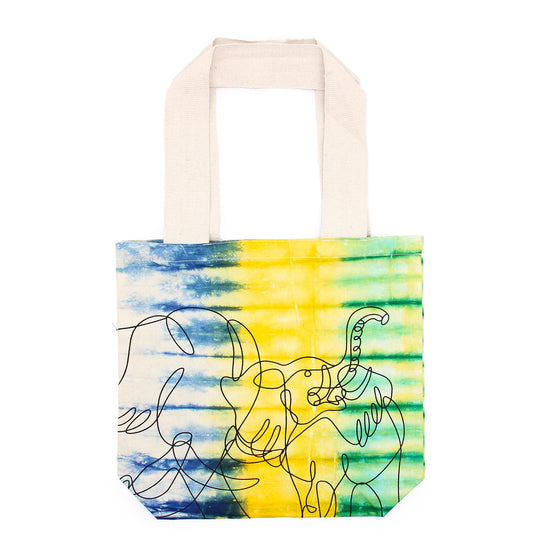 Tie-Dye Baumwolltasche 6oz 38x42x12cm Elefanten Mehrfarbig Natürlicher Griff