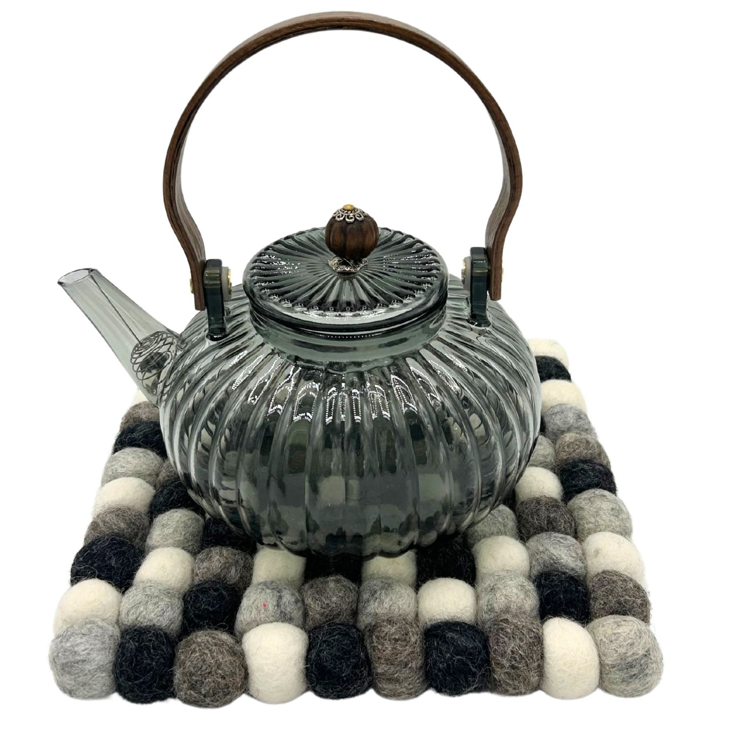 Filzball Quadratische Platzmatte 20cm Mehrfarbig Grau