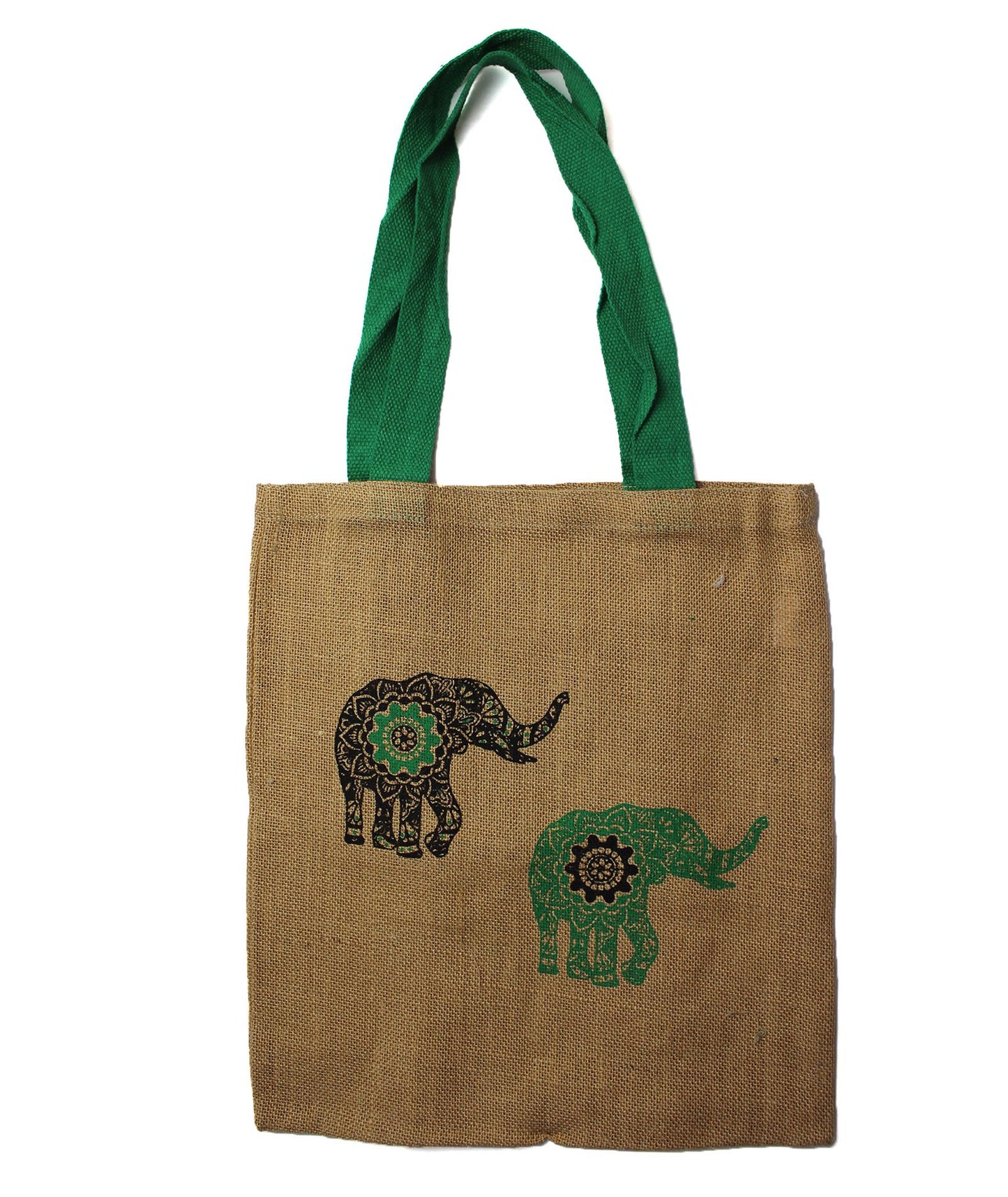 Große Jute Shopper Tasche Mit Mandala Elefant Design