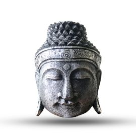 Buddha Kopf Wohnungsdekoration 25cm Silber Glanz Finish