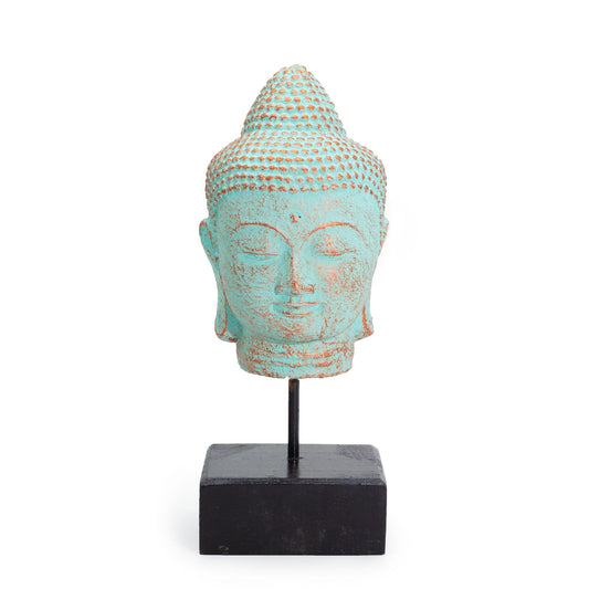 Stille Buddha Kopf auf Stand Grün Kupfer
