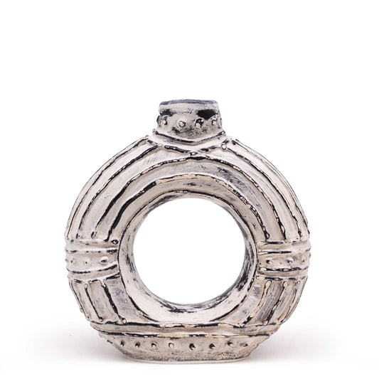 Runder Donutförmiger Vase Creme 18cm