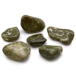 Sack Mit 6 Großen Afrikanischen Tumble Stones - Epidot Schneeflocke