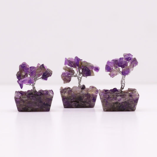 Mini Edelsteinbäume Auf Orgonite Basis - Amethyst Mit 15 Steinen