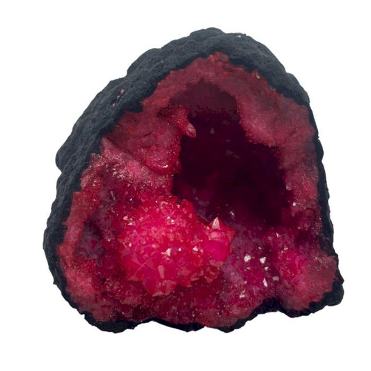 Farbige Kalzit Geoden Schwarz Gestein Dunkelrot