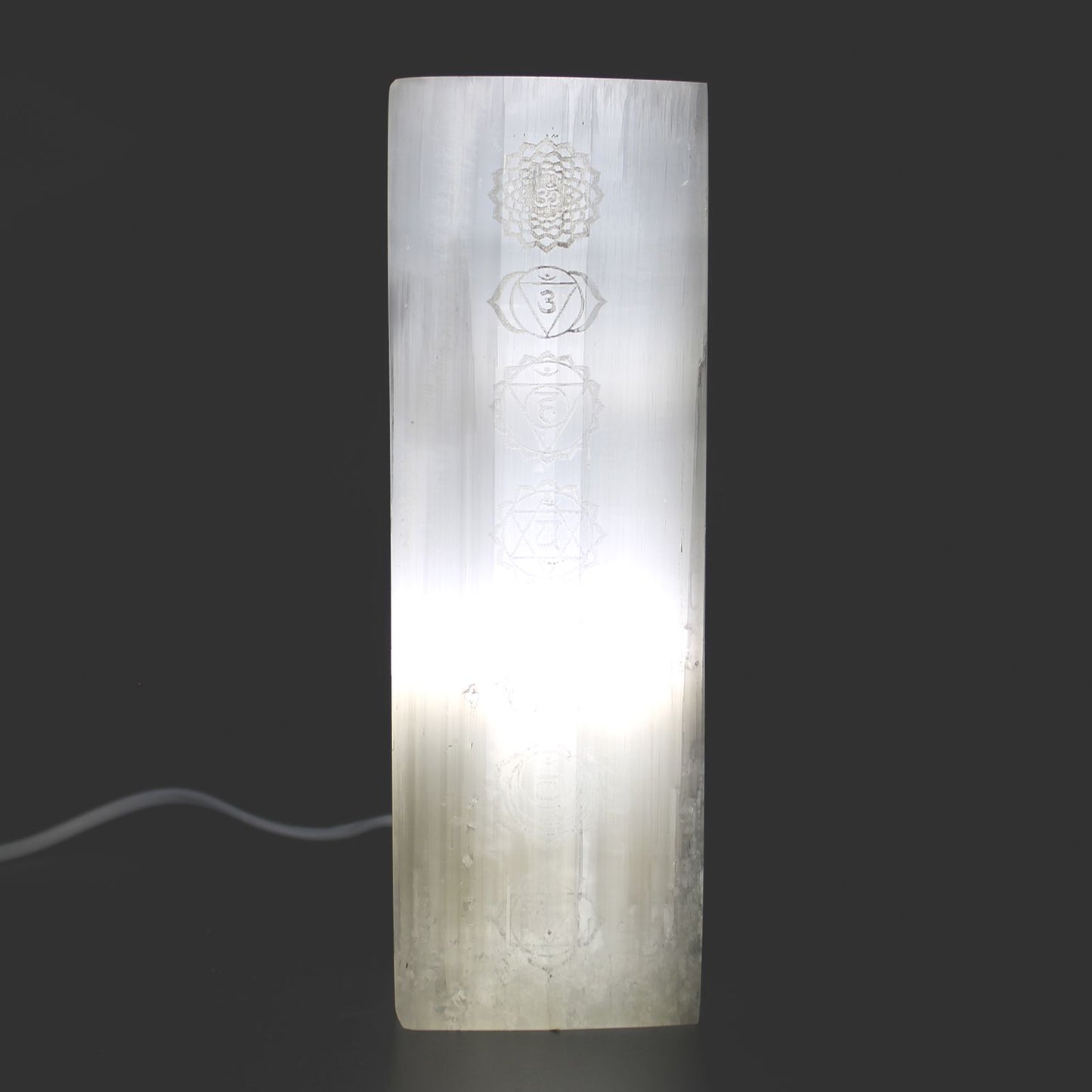 Selenit Blocklampe 25cm - Chakra Lampe