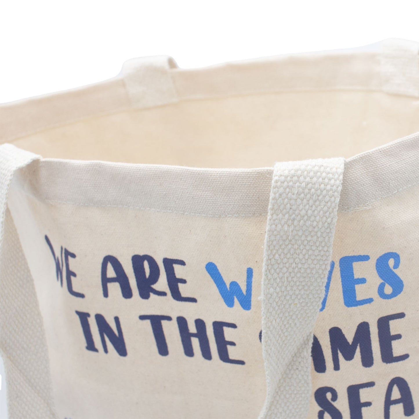 Bedruckte Baumwolltasche We Are Waves Natur