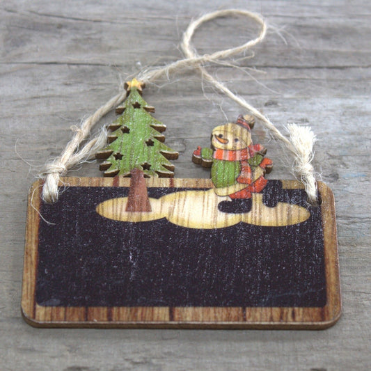 Set Mit 2 Weihnachts Holz Dekorationen - Schneemann Und Baum