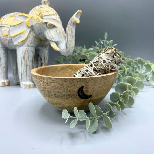 Holz Räucher und Ritual Opfer Schale - Drei Monde - 14x7cm