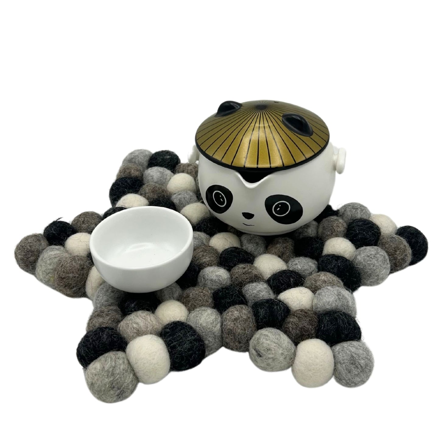 Filzball Stern Tischmatte in Mehrfarbig Grau