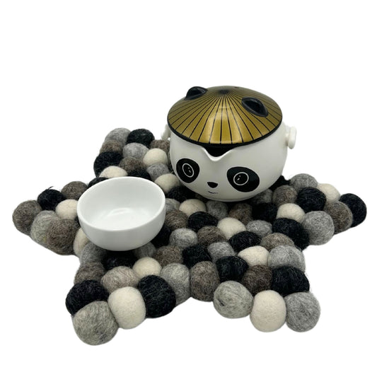 Filzball Stern Tischmatte in Mehrfarbig Grau