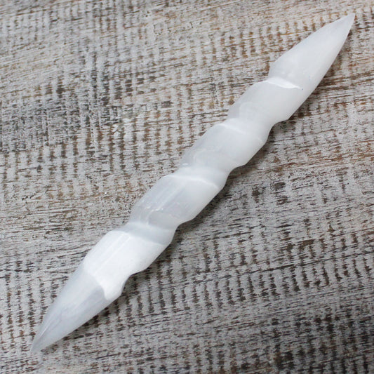 Selenit Spiralstäbe 16 cm Mit Punkten An Beide Enden