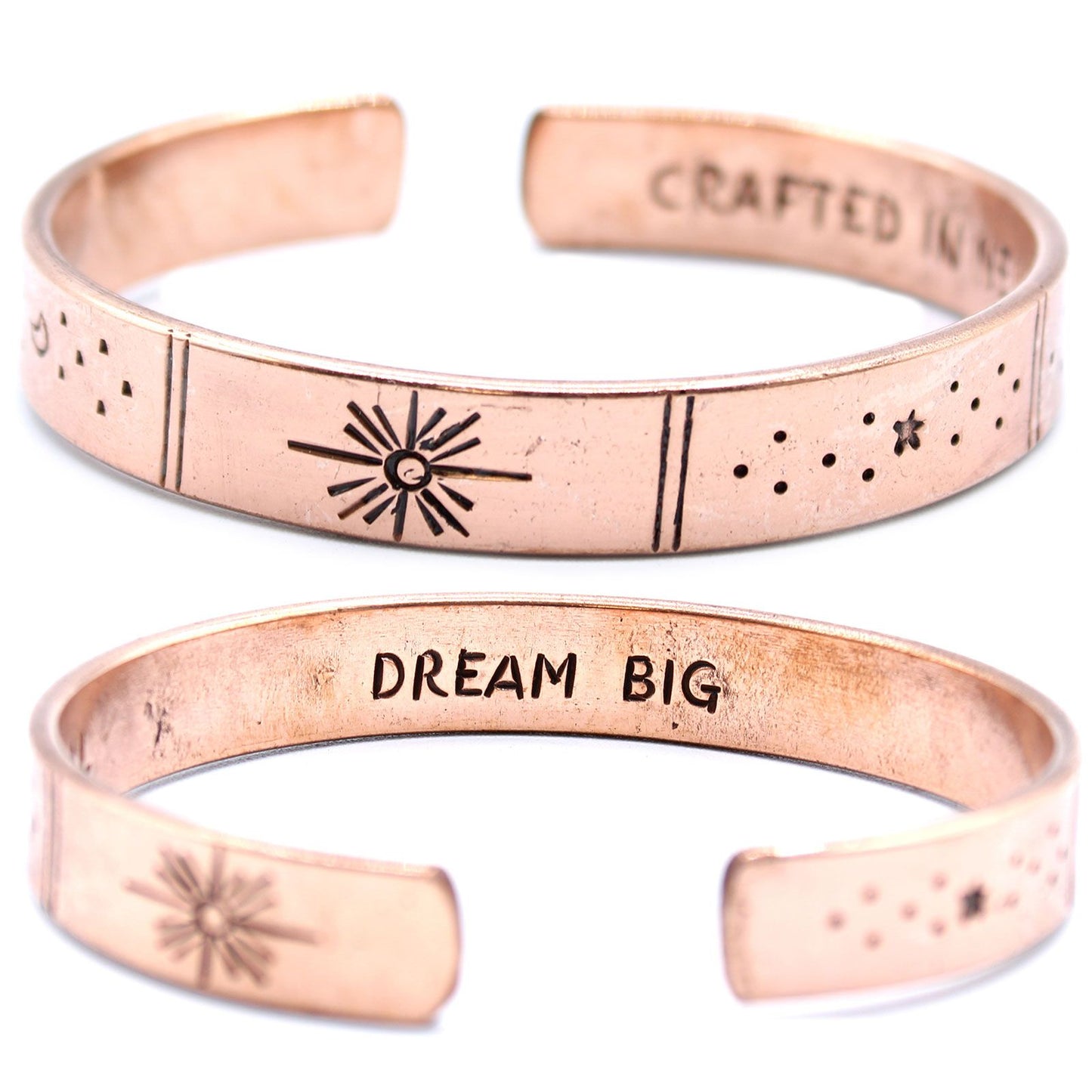 Inspiration Armband - Kupfer Sonnenaufgang, Galaxie, Sterne, Erde