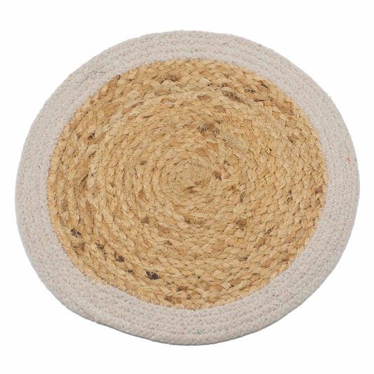 Natürliche Tischunterlage Jute Baumwolle 30cm Elfenbeinrand