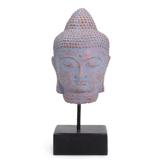 Stillstand Buddha Kopf Auf Ständer - Blau Kupfer