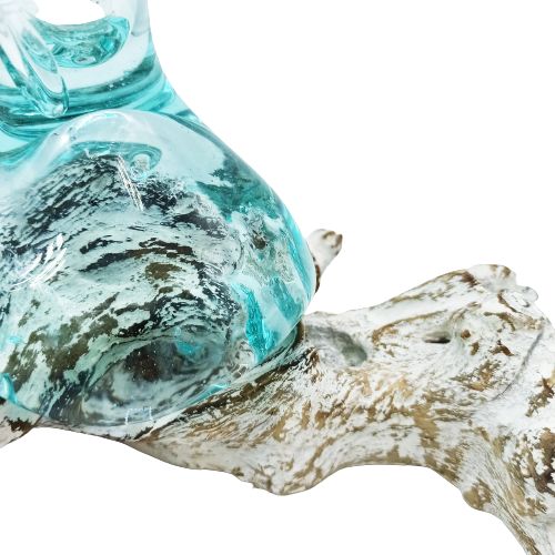 Geschmolzenes Glas auf Weißgewaschenem Holz Vase Mittelgröße