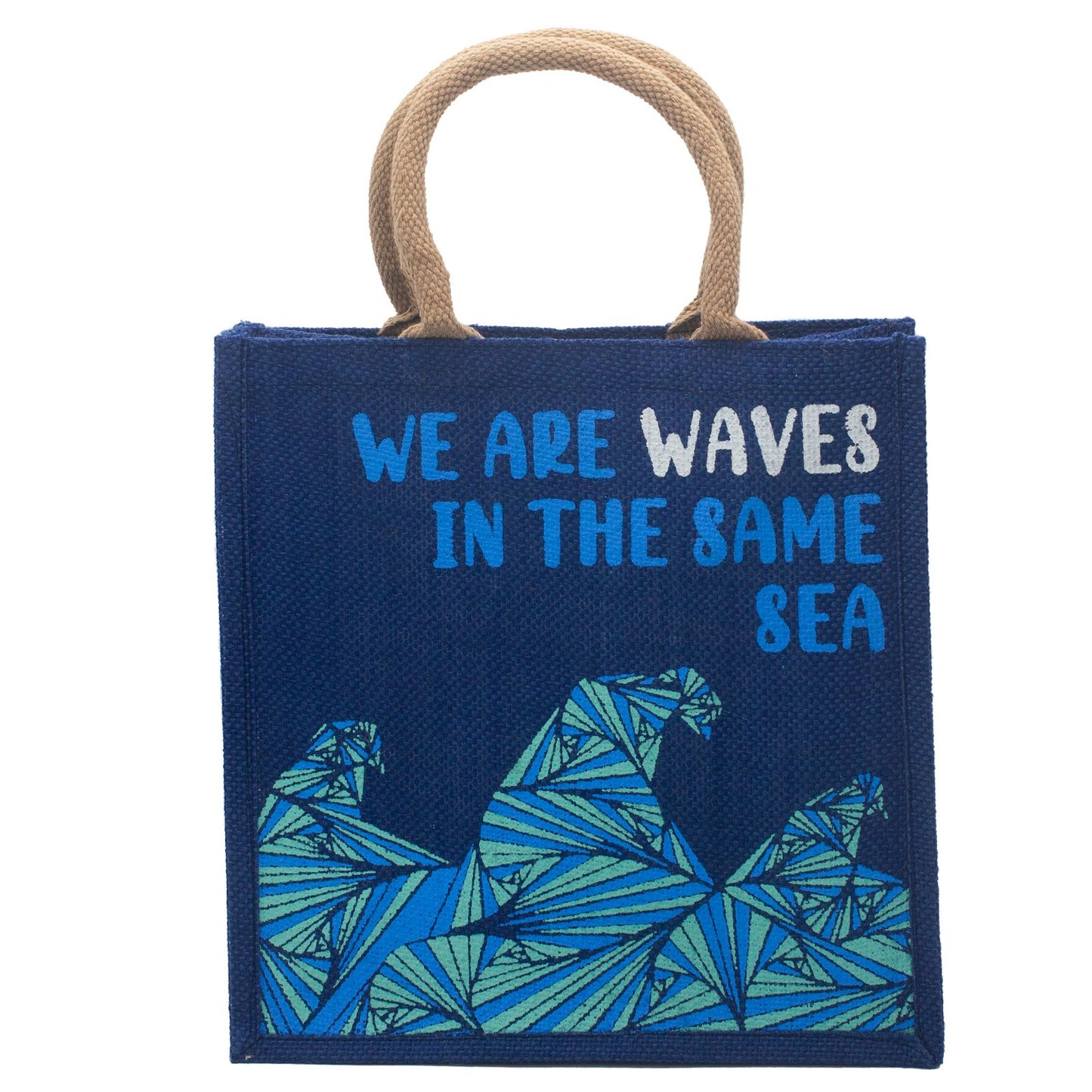 Bedruckte Jute Tasche - Wir Sind Wellen - Natur