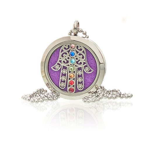Aromatherapie Schmuck Halskette Hamsa Chakra 30mm