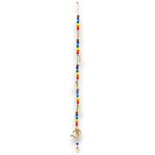 Indische Klangspiele - Messing OM Mit Chakra Perlen Schnur Glocken - 53cm