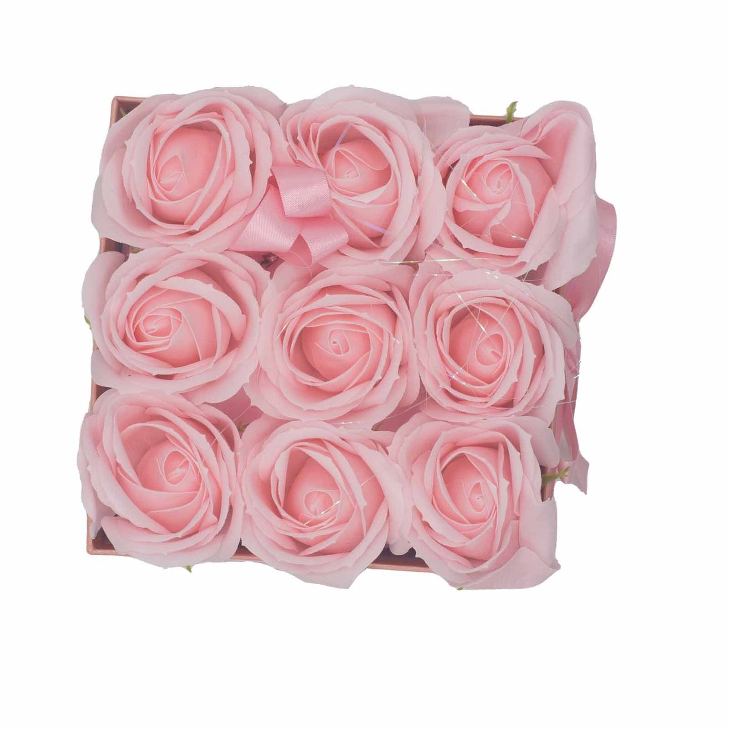 Seifenblumen Geschenkstrauß - 9 Pinke Rosen - Quadrat