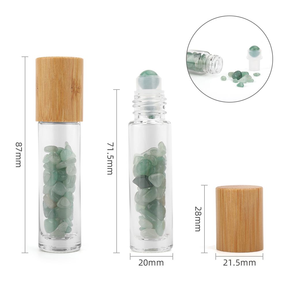 Edelstein Ätherisches Öl Rollerflasche - Aventurin - Holzverschluss + Edelstein Roller Spitze für 5ml Flasche - Aventurin