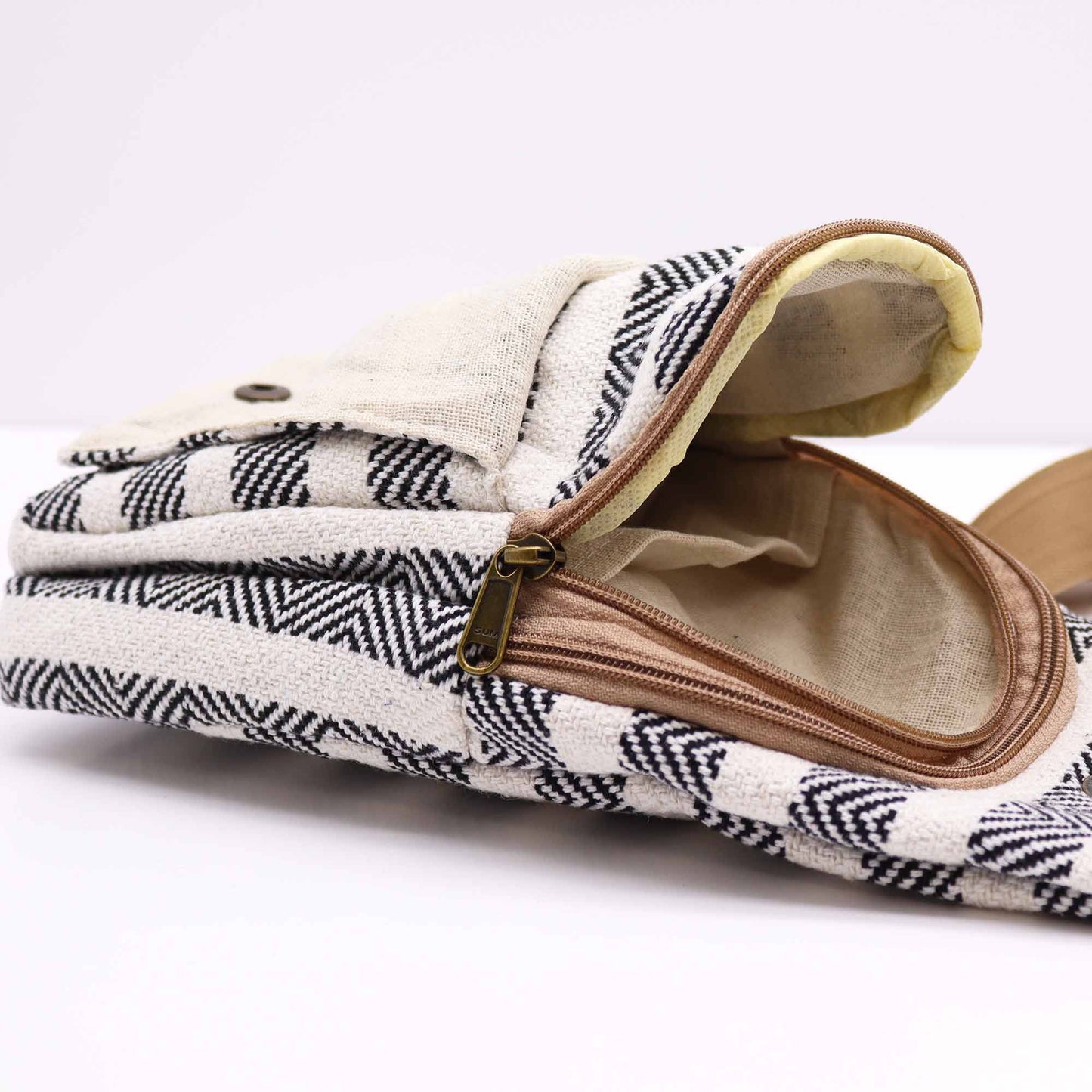 Umhängetasche Aus Naturbaumwolle Schwarz Und Weiß