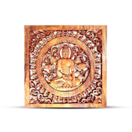 Quadratische Dekorative Holz Buddha Wandplatte 40x40cm