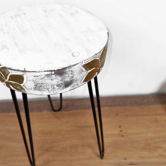 Albasia Holz Pflanzenständer Weißgewaschen