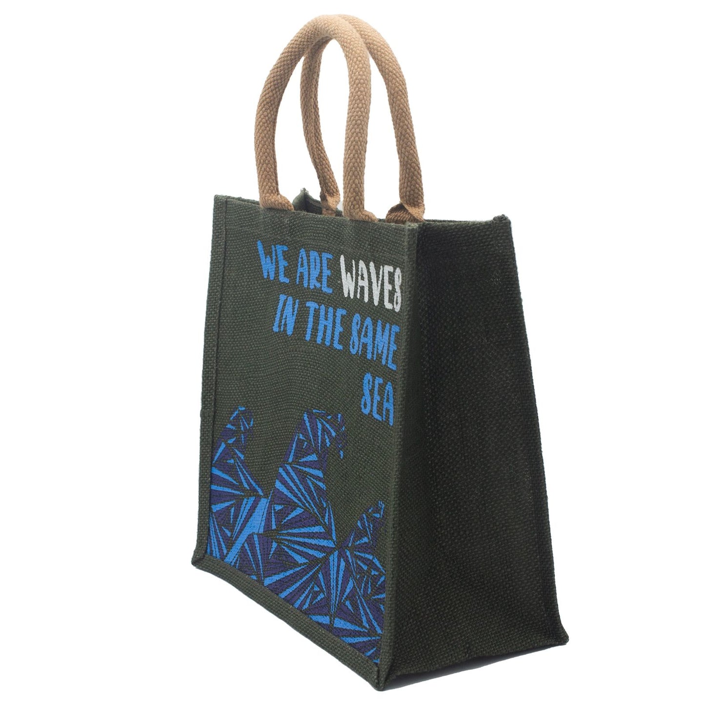 Bedruckte Jute Tasche - Wir Sind Wellen - Natur