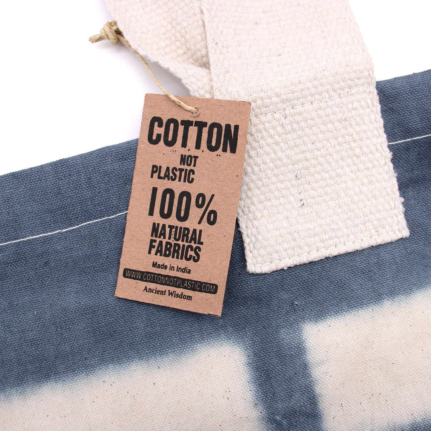 Naturale Tye-Dye Baumwolltasche 8oz 38x42x12cm Graue Blöcke Natürlicher Griff