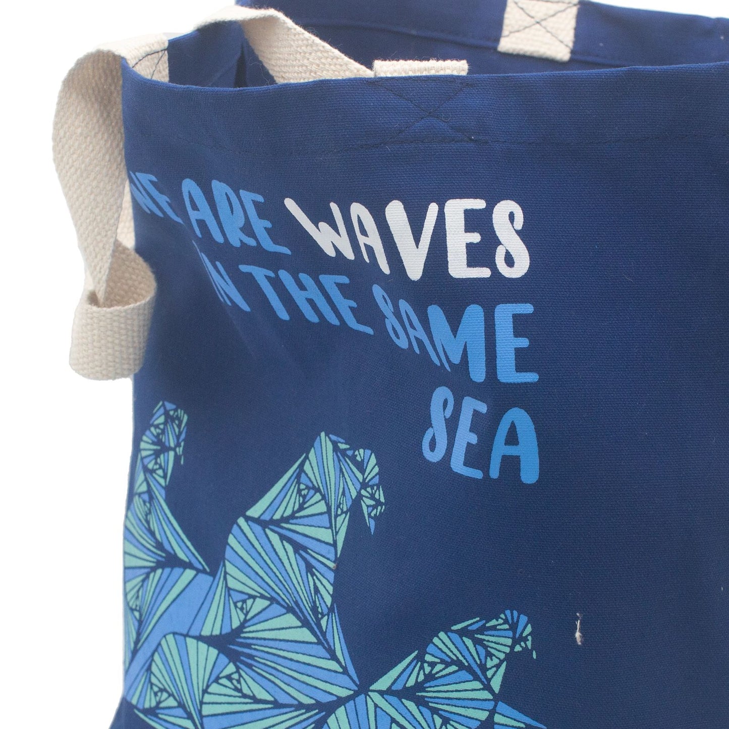 Bedruckte Baumwolltasche - Wir Sind Wellen - Blau