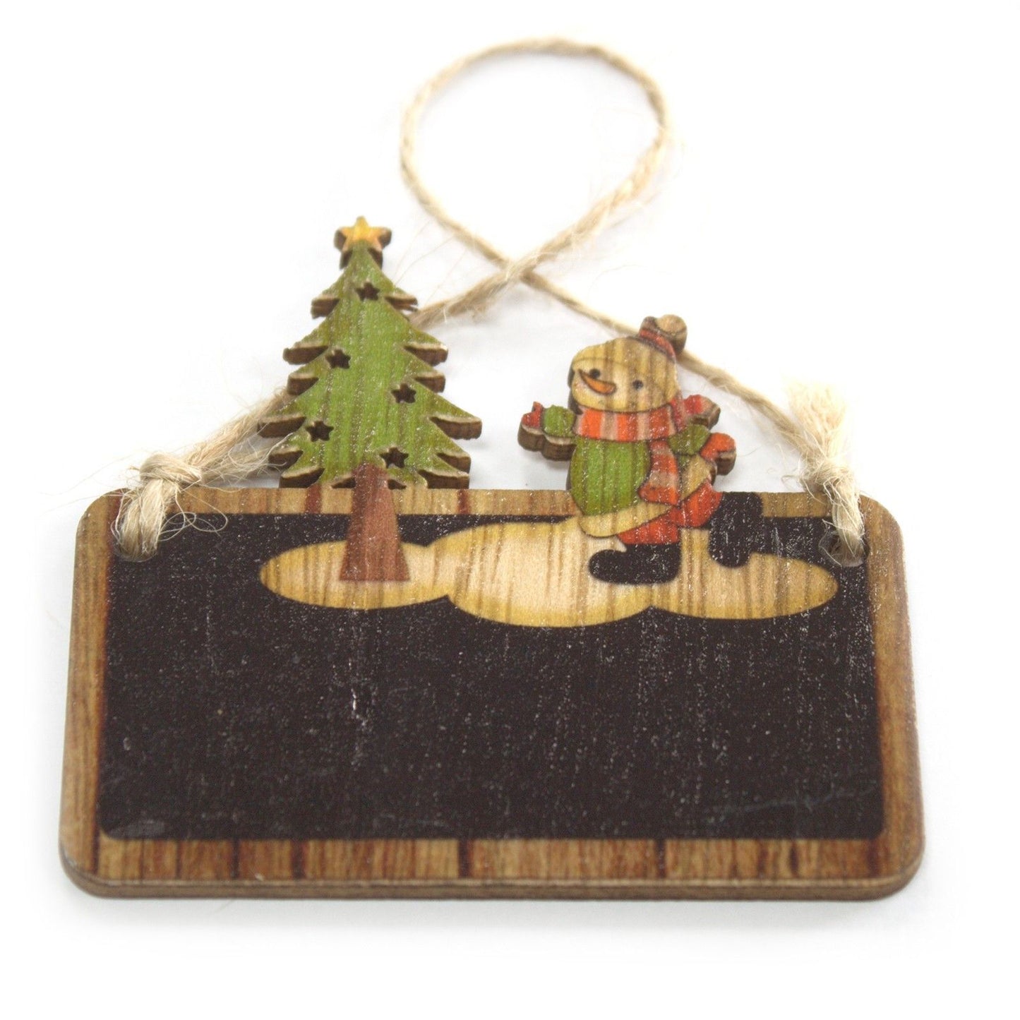 Set Mit 2 Weihnachts Holz Dekorationen - Schneemann Und Baum