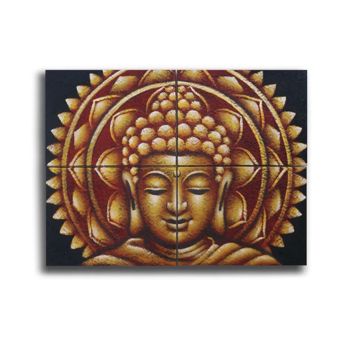 Gold Buddha Mandala Brokat Detail 30x40cm x 4