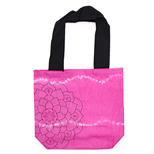 Tie-Dye Baumwolltasche 6oz 38x42x12cm Mandala Magenta mit Schwarzem Griff