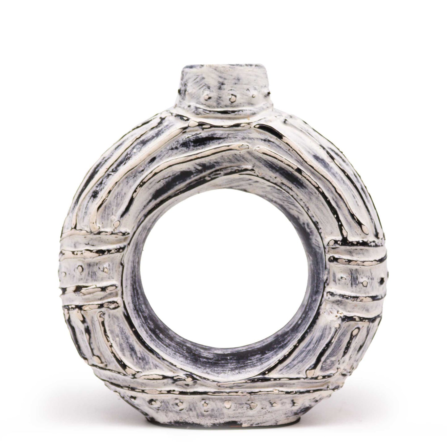 Runder Donutförmiger Vase Creme 23cm