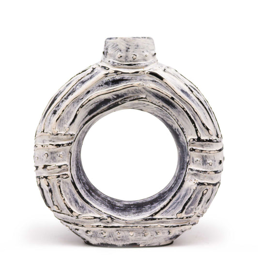 Runder Donutförmiger Vase Creme 23cm