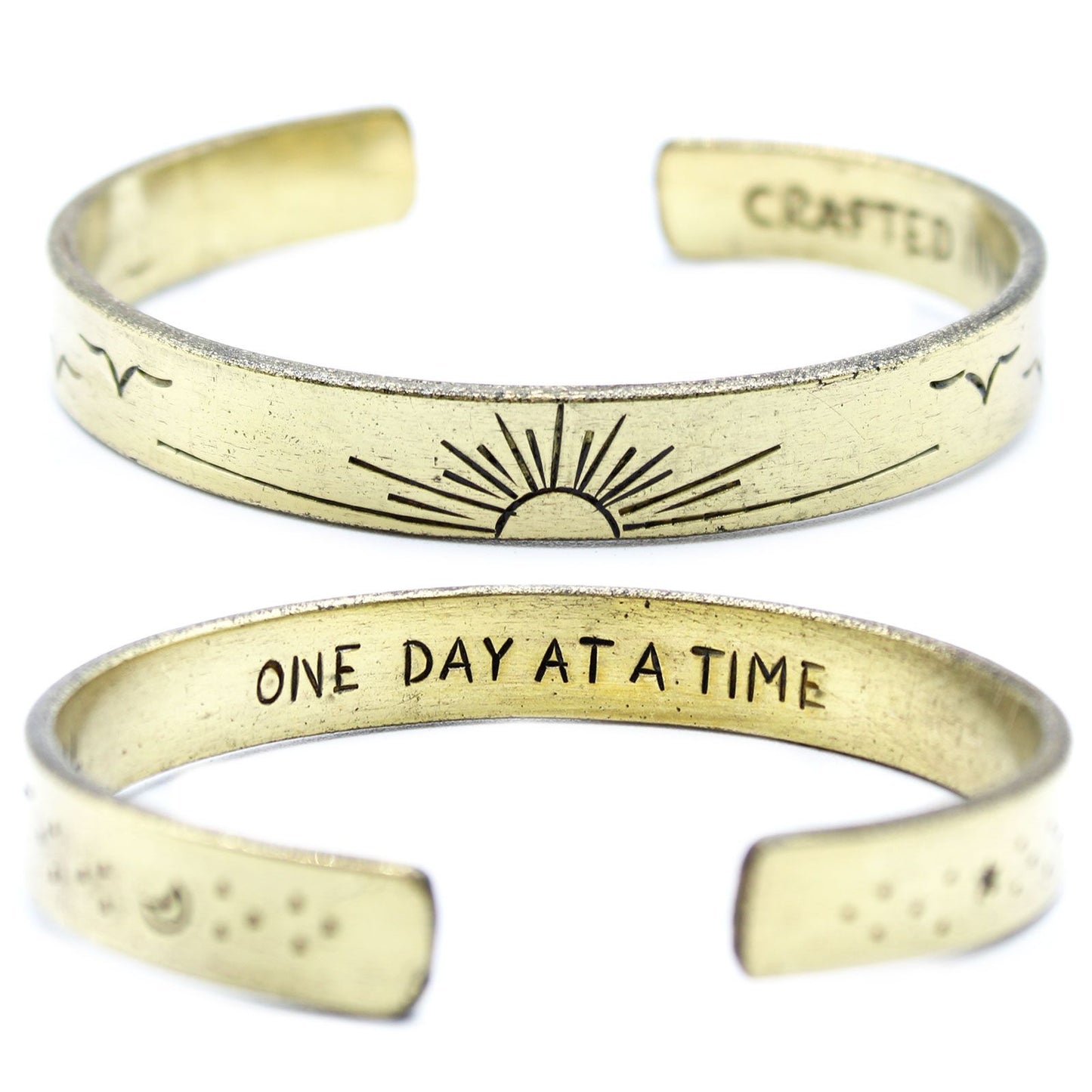 Inspiration Armband - Messing Sonnenaufgang, Galaxie, Sterne, Erde