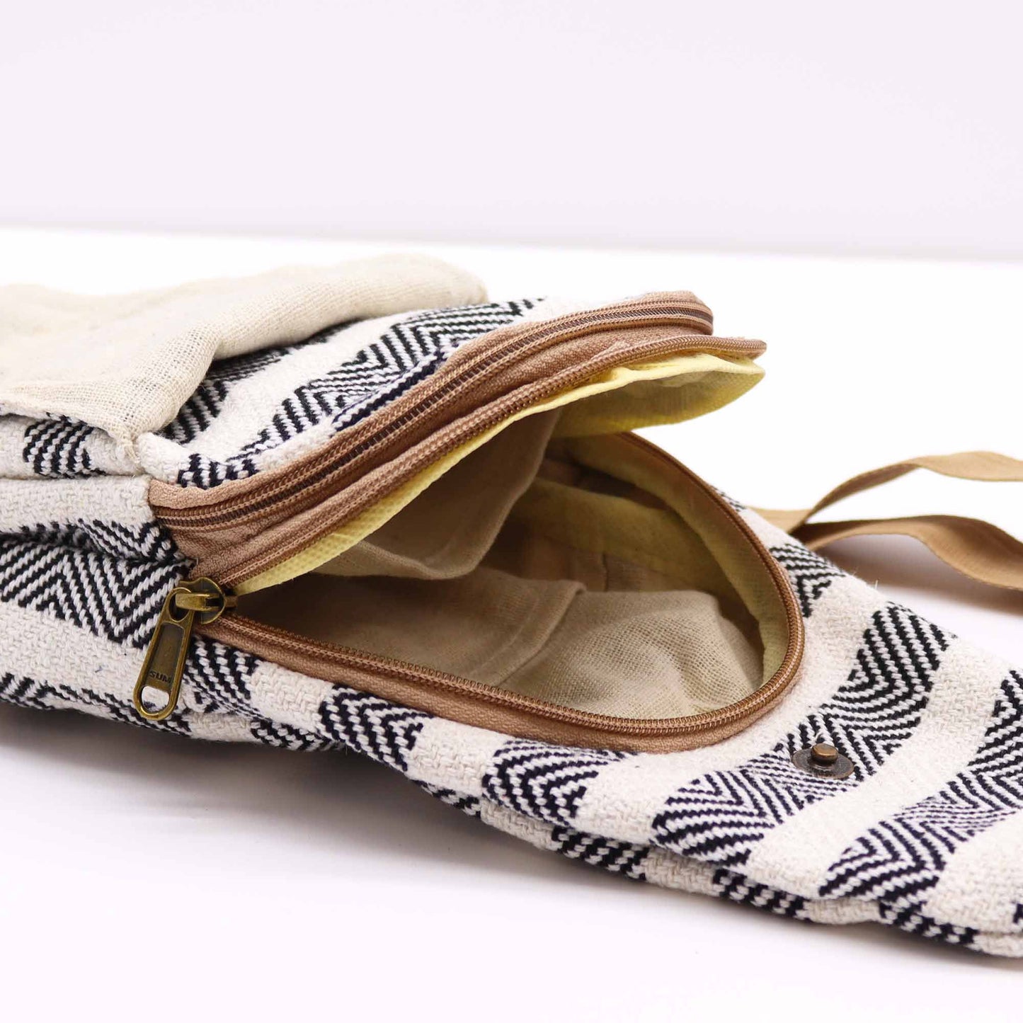 Umhängetasche Aus Naturbaumwolle Schwarz Und Weiß