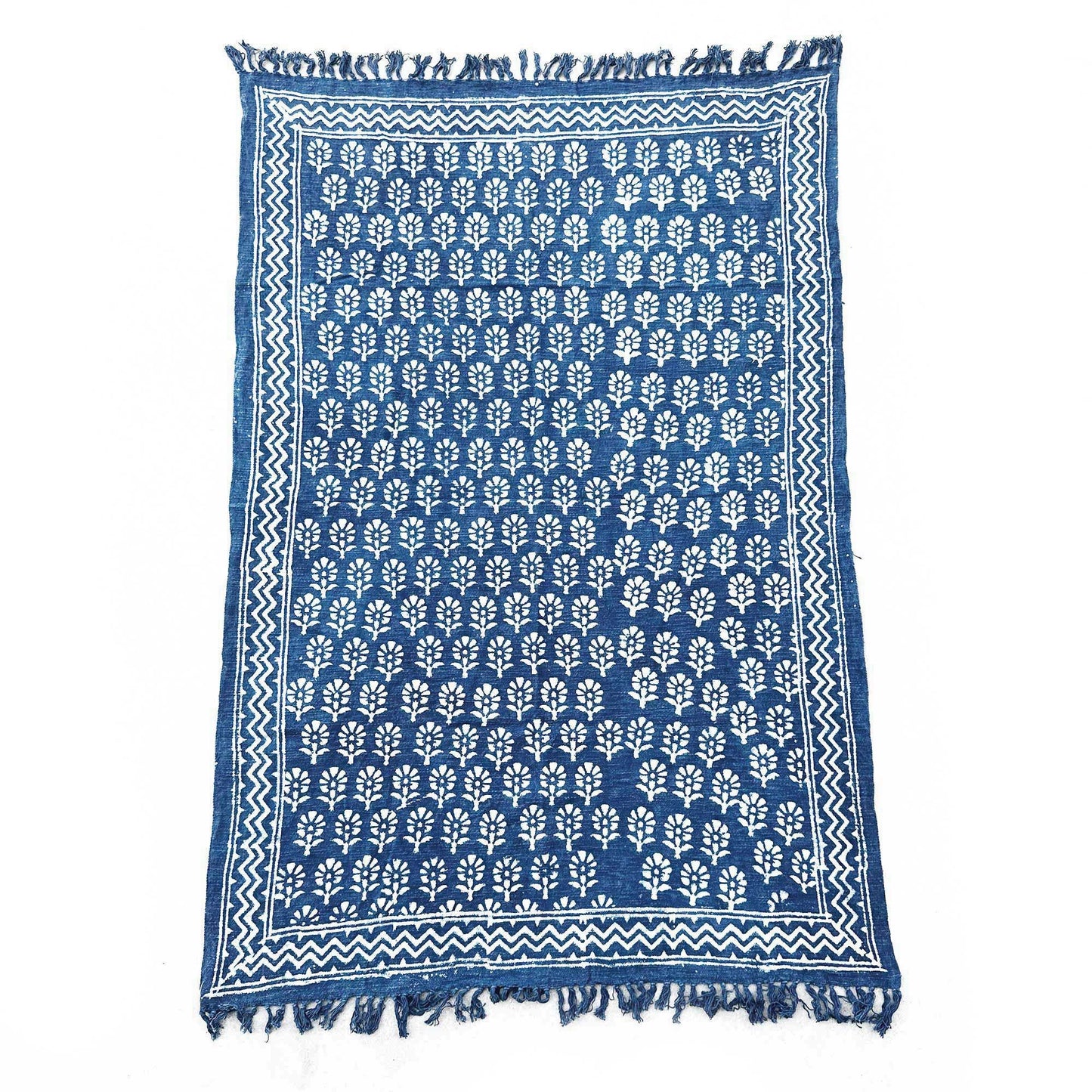 Handgemachte Indigo Decke 170x120cm Chhota Flower